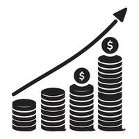 Financial Growth Silhouette Illustration with Increasing Stack of Coins vector
