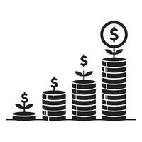 Financial growth silhouette art showing investment and prosperity vector