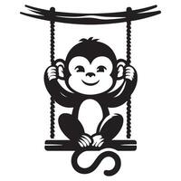 Happy Monkey on Swing Design Playful Wildlife Illustration vector