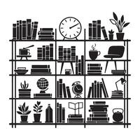 Bookshelf Silhouette Illustration for Book Lovers and Readers vector
