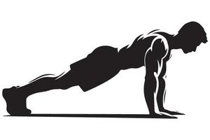 Silhouette Push Up Exercise Illustration Graphic For Fitness vector