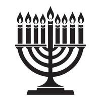 Illuminated hanukkah menorah with burning candles for celebration symbol vector