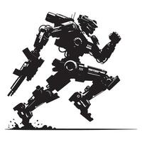 Running Robot Silhouette Illustration for Sci Fi Projects vector