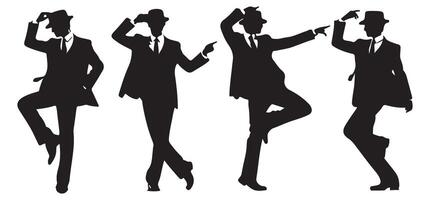 Dancing Man Silhouette Set of Retro Style Performers vector