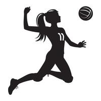Silhouette Volleyball Player Preparing for a Powerful Spike in the Air vector
