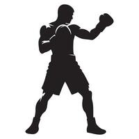 Strong Boxer Silhouette Illustration Punching Technique for Self Defense vector