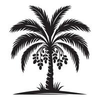Silhouette of date palm tree for tropical designs vector