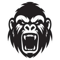 Furious Gorilla Head Illustration A Symbol of Raw Power Silhouette vector