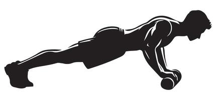 Silhouette man doing pushups on dumbbell illustration art vector