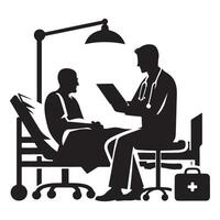 Silhouette of Doctor Examining Patient for Healthcare Promotional Materials vector