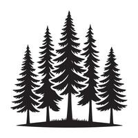 Lush coniferous trees forest for outdoor exploration design vector