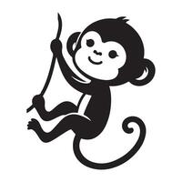 Cute Monkey Swinging Illustration for Kids Design Project vector