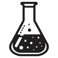Laboratory flask with liquid silhouette science experiment chemistry vector