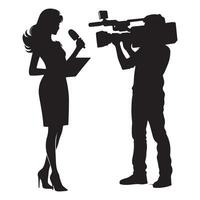 Silhouette News Reporter Delivering Speech for Television Broadcasting Program Media vector