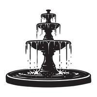 florido fuente silueta elegante agua característica arquitectura paisaje ilustración vector