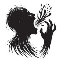 Silhouette Illustration of a Person Screaming in Distress and Anger vector