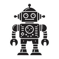 Retro Robot Silhouette Illustration Cartoon Toy Futuristic Automation Science vector