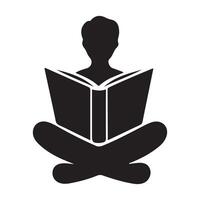 Reading Silhouette Graphic of Person Enjoying a Book vector