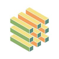 Abstract isometric design featuring pastelcolored blocks, creating a dynamic and visually engaging composition. Perfect for presentations, website backgrounds, or modern branding. vector