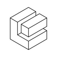 Abstract isometric illustration of interlocking cubes. Represents connection, stability, or construction. Minimalist line art style, perfect for tech, architecture, or design concepts. vector