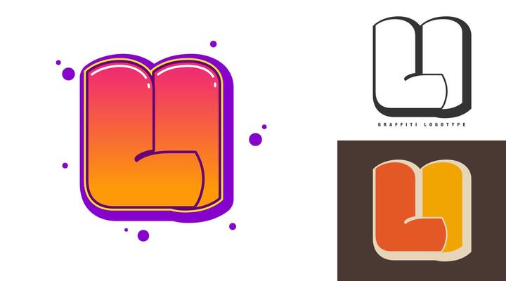 LI logo design for festival or party. Initial letter l and i in graffiti style. Creative modern lettering company name of font typography. Kids trendy logotype or identity.