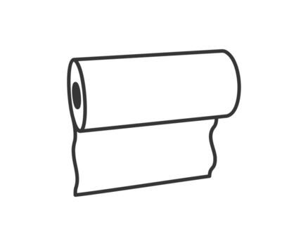 Simple line art illustration of a roll of material unfurling. Perfect for representing concepts of production, packaging, or new beginnings. vector