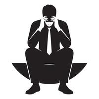 Silhouette of a businessman in distress struggling with work problems vector