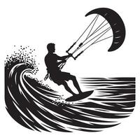 Dynamic Kitesurfing Silhouette Watersport Graphic for Design Projects vector