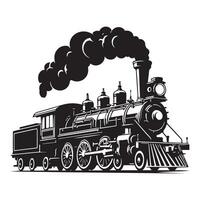 Vintage Steam Train Locomotive Silhouette Illustration Design vector