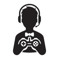 Silhouette Gamer Boy With Headset Playing Game with Controller vector