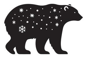 Polar Bear Silhouette with Snowflake Patterns Cute Winter Illustration vector