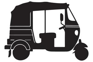 Silhouette auto rickshaw illustration iconic three wheeled vehicle vector