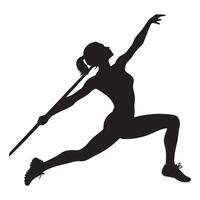 Female Athlete Silhouette Throwing Javelin in Dynamic Action Illustration vector