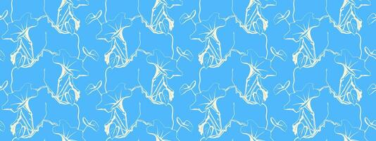 Serene light blue floral pattern. Subtle line art evokes tranquility and nature. Ideal for backgrounds, textiles, or website design. Elegant and minimalist aesthetic. vector