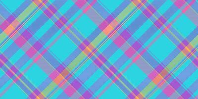 Discount background check pattern, variety plaid fabric. Robe textile tartan texture seamless in cyan and violet colors. vector