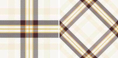 Elegant cream, brown, and gold plaid patterns. Versatile design perfect for textiles, stationery, or website backgrounds. Subtle texture adds sophistication. vector