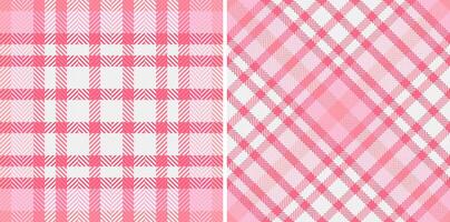 Pair of soft pink plaid patterns. Ideal for textile design, fashion, home decor, or digital scrapbooking. Subtle textures and varied line weights create visual interest. vector