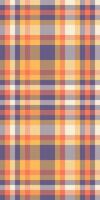 Multicultural pattern texture background, sheet fabric check seamless. Vertical tartan plaid textile in indigo and amber colors. vector