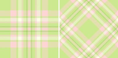 Pastel green and pink plaid patterns. Two seamless textures ideal for textile design, fashion, website backgrounds, scrapbooking, and more. vector