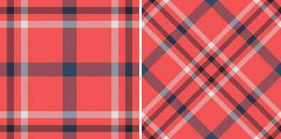 Two vibrant coral plaid patterns, offering versatile design options. Perfect for textile prints, website backgrounds, or packaging. vector