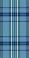 Faded check tartan fabric, craft background texture. Dimensional seamless plaid pattern textile in cyan and blue colors. vector