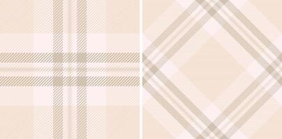 Elegant neutral plaid patterns, perfect for textile design, fashion, or home decor. Two variations offer versatility. Subtle beige and cream tones create a sophisticated, calming aesthetic. vector