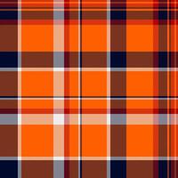 Vibrant orange, brown, and navy plaid pattern. Perfect for textile design, autumnal projects, or adding a touch of rustic style to your designs. vector