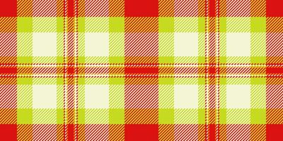 Vibrant plaid pattern in red, yellow, and lime green. Perfect for textile design, website backgrounds, or fashion projects. This cheerful and energetic design evokes warmth and joy. vector