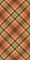 Present tartan check, sale texture seamless background. Awesome textile plaid fabric pattern in orange and amber colors. vector