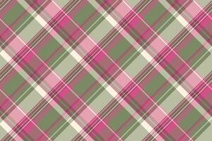 Elegant diagonal plaid pattern in soft pink, green, and beige tones. Perfect for textile design, fashion, or website backgrounds. vector
