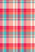Form plaid texture, page background tartan pattern. Mosaic check textile seamless fabric in red and pastel colors. vector