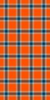 Continuity textile check background, flow pattern texture. Color tartan plaid seamless fabric in orange and cyan colors. vector