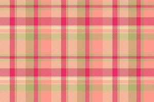 Delightful pastel plaid pattern in peach, pink, and green. Perfect for textile design, website backgrounds, or crafting projects. Evokes a sense of warmth, spring, and gentle femininity. vector