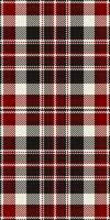 Classic red, black, and white plaid pattern. Perfect for textile designs, apparel, website backgrounds, or holiday projects. This timeless design evokes feelings of warmth, tradition, and style. vector